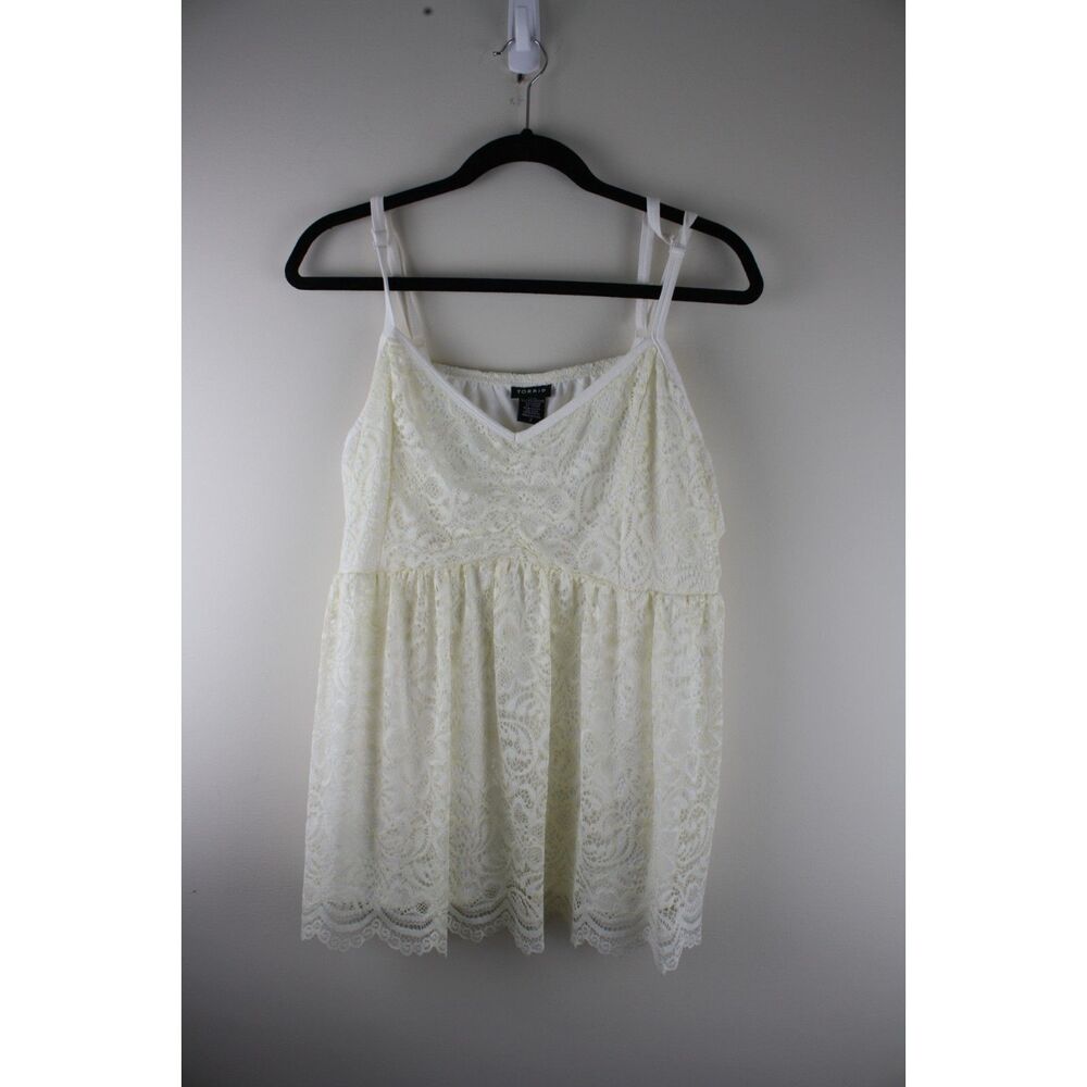 Torrid Size 2 Ivory Lace Babydoll Cami Tank Top Scalloped Boho Plus 18/20